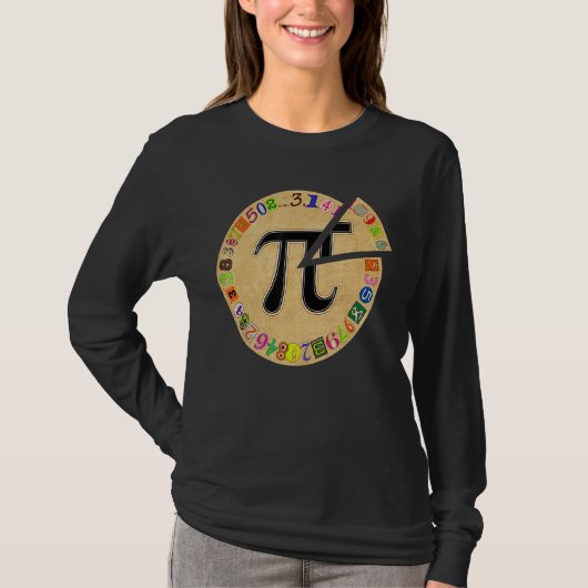パイ日円おもしろい算数先生生徒数学 Tシャツ (正面)