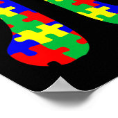 パイ日自閉症の意識のための先生男性の女性子供 ポスター (角)