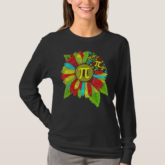 パイ日3 14ひまわりシンボル数学ギークおたく教え Tシャツ (正面)