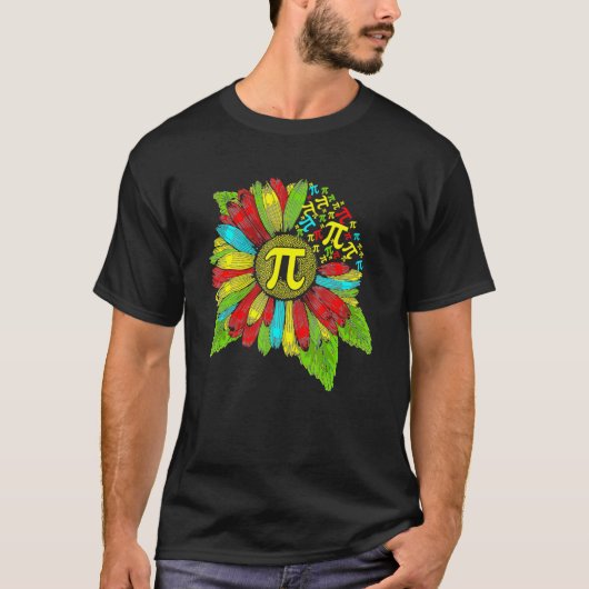 パイ日3 14ひまわりシンボル数学ラバーズギークおたく Tシャツ (正面)