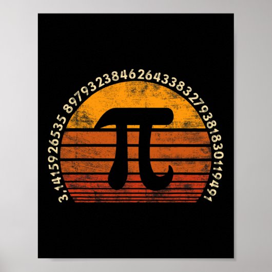 パイ日3.14シンボルレトロ算数先生おたくラブギ ポスター (正面)
