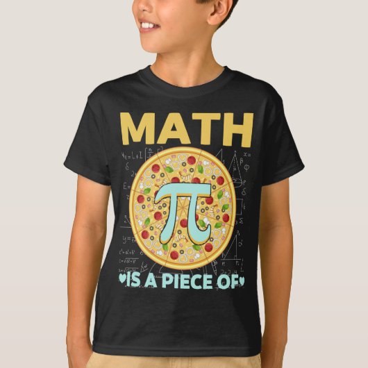 パイ日3.14数学はピザのピースである Tシャツ (正面)