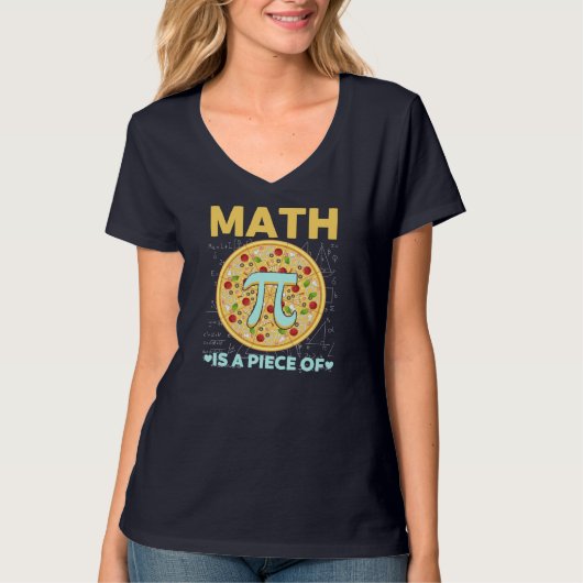 パイ日3.14数学はピザのピースである Tシャツ (正面)