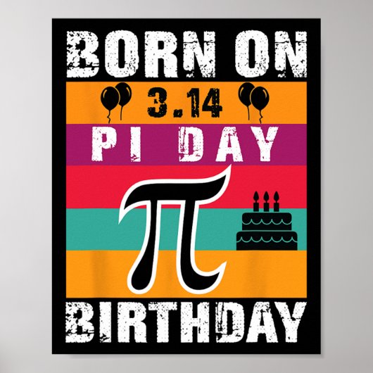 パイ生まれデイオンPiデイ誕生日3.14ケーキ ポスター (正面)