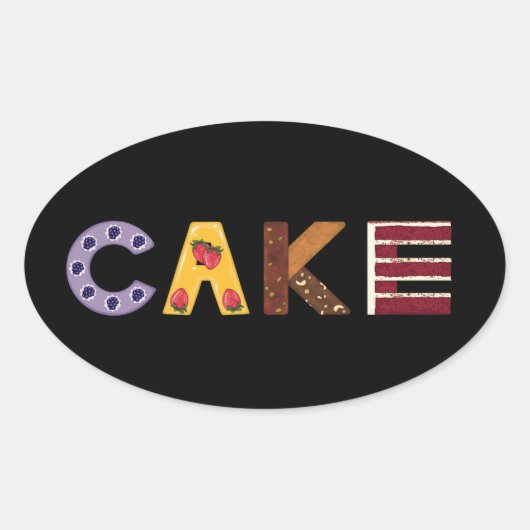 パイ生地で作られたケーキの文字、層状に重ねたバーケーキ 楕円形シール (正面)