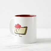 パイ生地を越えるさくらんぼを舐めるチーズケーキ ツートーンマグカップ (正面左)