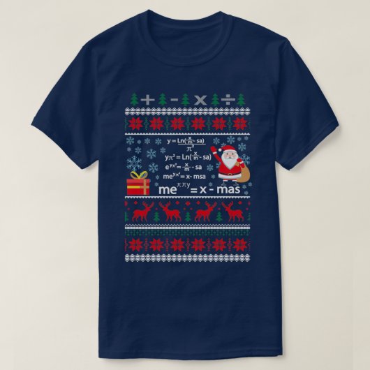 パイ算数おもしろい式クリスマスセーター先生 Tシャツ (デザイン正面)