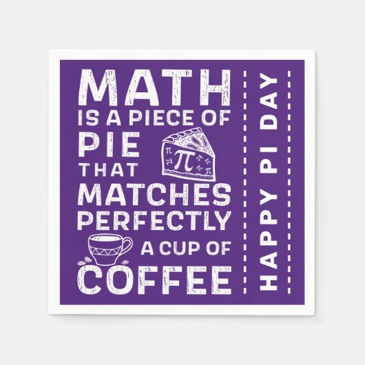 パイ記号数学はパイのピース幸せパイ日パープル スタンダードカクテルナプキン (正面)