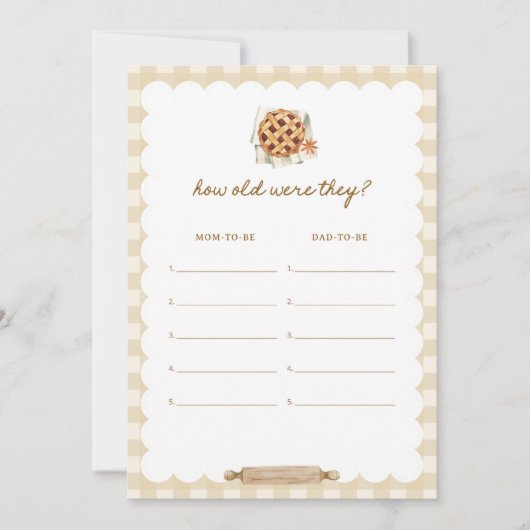 パイ赤ちゃんシャワー彼らはゲームカードを何歳だった 招待状 (正面)