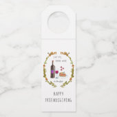 パイ食べ、ワインを飲む、感謝する | サンクスギビング ボトルネックタグ (正面)