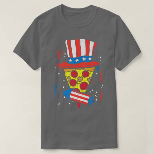 パイ アメリカ国旗 ハット 花火 4日 アメリカ 食事 愛国者 Tシャツ (デザイン正面)