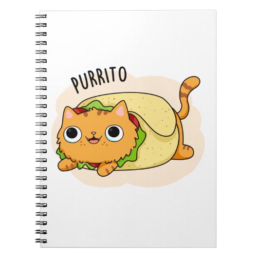 パゥリト 面白い猫のバurrito パン ノートブック (正面)