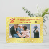 パウおもしろいィティブRudolphミニマリスト2枚の写真ゴールデン シーズンカード (スタンド正面)