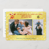 パウおもしろいィティブRudolph 2写真ミニマリストゴールデン シーズンカード (正面/裏面)