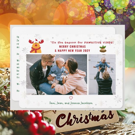 パウおもしろいシティブRudolph 2写真ミニマルモダンリスト シーズンカード