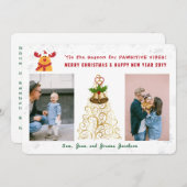 パウおもしろいシティブRudolph 2枚かわいいモダン写真 シーズンカード (正面/裏面)