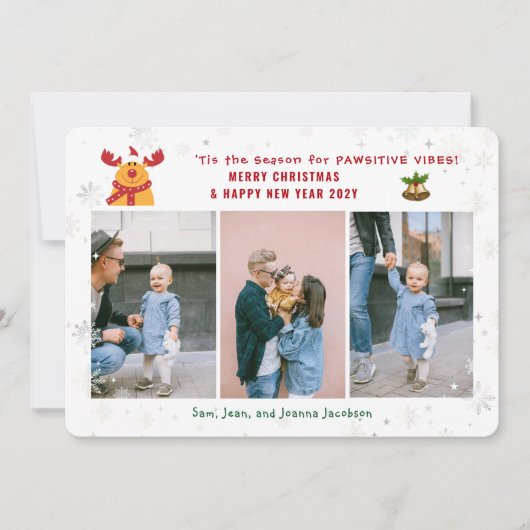 パウおもしろいシティブRudolph 3写真ミニマルモダンリスト シーズンカード (正面)