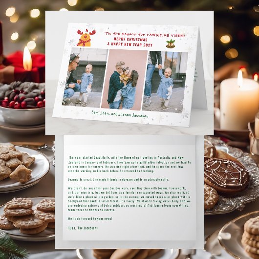 パウおもしろいシティブRudolph 3写真ミニマルモダンリスト シーズンカード