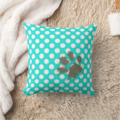 パウおもしろいプリント;アクアカラー水玉模様 クッション (ブランケット)