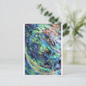 パウアアワアワビのシェルブルーグリーン抽象デザイン ポストカード (スタンド正面)