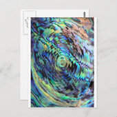 パウアアワアワビのシェルブルーグリーン抽象デザイン ポストカード (正面/裏面)