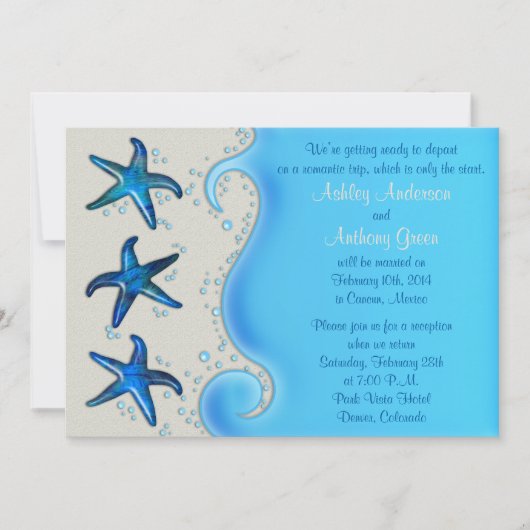 パウア シェル スターフィッシュ 結婚式後披露宴のみ 2 招待状 (正面)