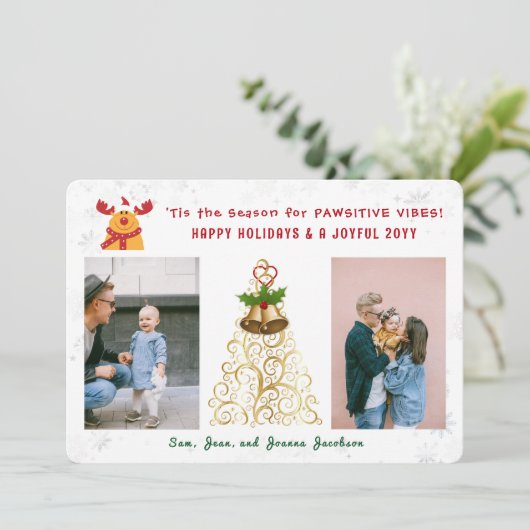 パウィティおもしろいブRudolphハッピーホリデー2枚の写真 シーズンカード (スタンド正面)