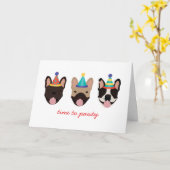 パウィティフランスのブルドッグパーティー帽子の赤 カード (黄色い花)