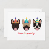 パウィティフランスのブルドッグパーティー帽子の赤 ポストカード (正面/裏面)