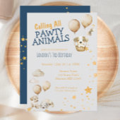 パウィティ動物子犬ボーイズ第3誕生日 招待状