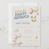 パウィティ動物子犬ボーイズ第3誕生日 招待状 (正面)