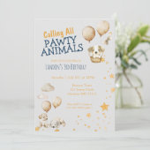 パウィティ動物子犬ボーイズ第3誕生日 招待状 (スタンド正面)