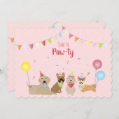 パウィティ誕生日犬への時間 招待状 (正面/裏面)