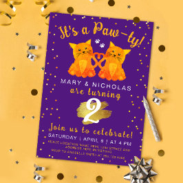 パウィーパープルオレンジツインフレンドキッテンジョイントパーティー 招待状