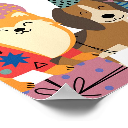 パウィー犬の子犬の誕生日パーティーへようこそ ポスター (角)