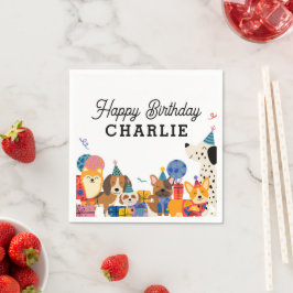 パウィー犬の子犬の誕生日パーティーを許可 スタンダードカクテルナプキン