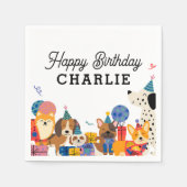 パウィー犬の子犬の誕生日パーティーを許可 スタンダードカクテルナプキン (正面)