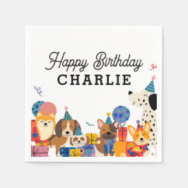 パウィー犬の子犬の誕生日パーティーを許可 スタンダードカクテルナプキン