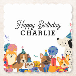 パウィー犬の子犬の誕生日パーティーを許可 ペーパーコースター