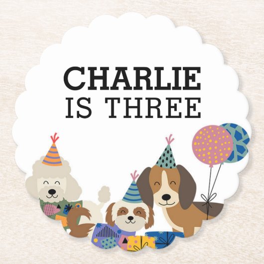 パウィー犬の子犬の誕生日パーティーを許可 ペーパーコースター (正面)