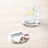 パウィー犬の子犬の誕生日パーティーを許可 ラウンドペーパーコースター (インサイチュ)