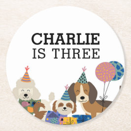 パウィー犬の子犬の誕生日パーティーを許可 ラウンドペーパーコースター