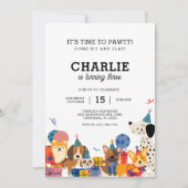 パウィー犬の子犬の誕生日パーティーを許可 招待状 (正面)