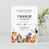 パウィー犬の子犬の誕生日パーティーを許可 招待状 (スタンド正面)