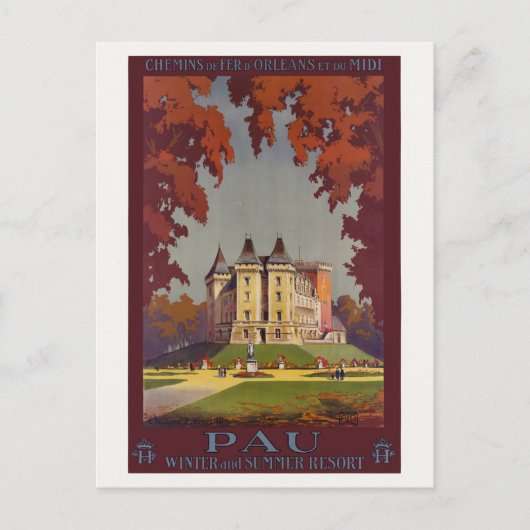 パウウィンターアンドサマーリゾートヴィンテージポスター1910 ポストカード (正面)