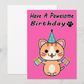 パウエソームの誕生日を持っている – Ginger Tabby Cat (正面/裏面)