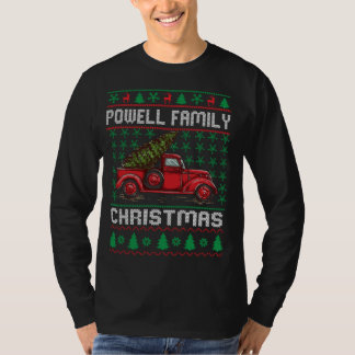 パウエルファミリー醜いクリスマスセーター赤トラックおもしろい Tシャツ