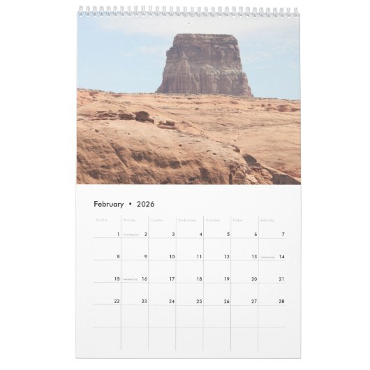 パウエル湖の旅行写真のお土産 カレンダー (2月 2026)