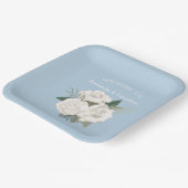 パウエレガントンダーブルーとホワイト結婚ローズ ペーパープレート (傾斜あり)