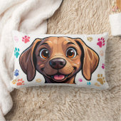 パウカラフルプリとの漫画のドよくはしゃぐッグポートレート ランバークッション (ブランケット)